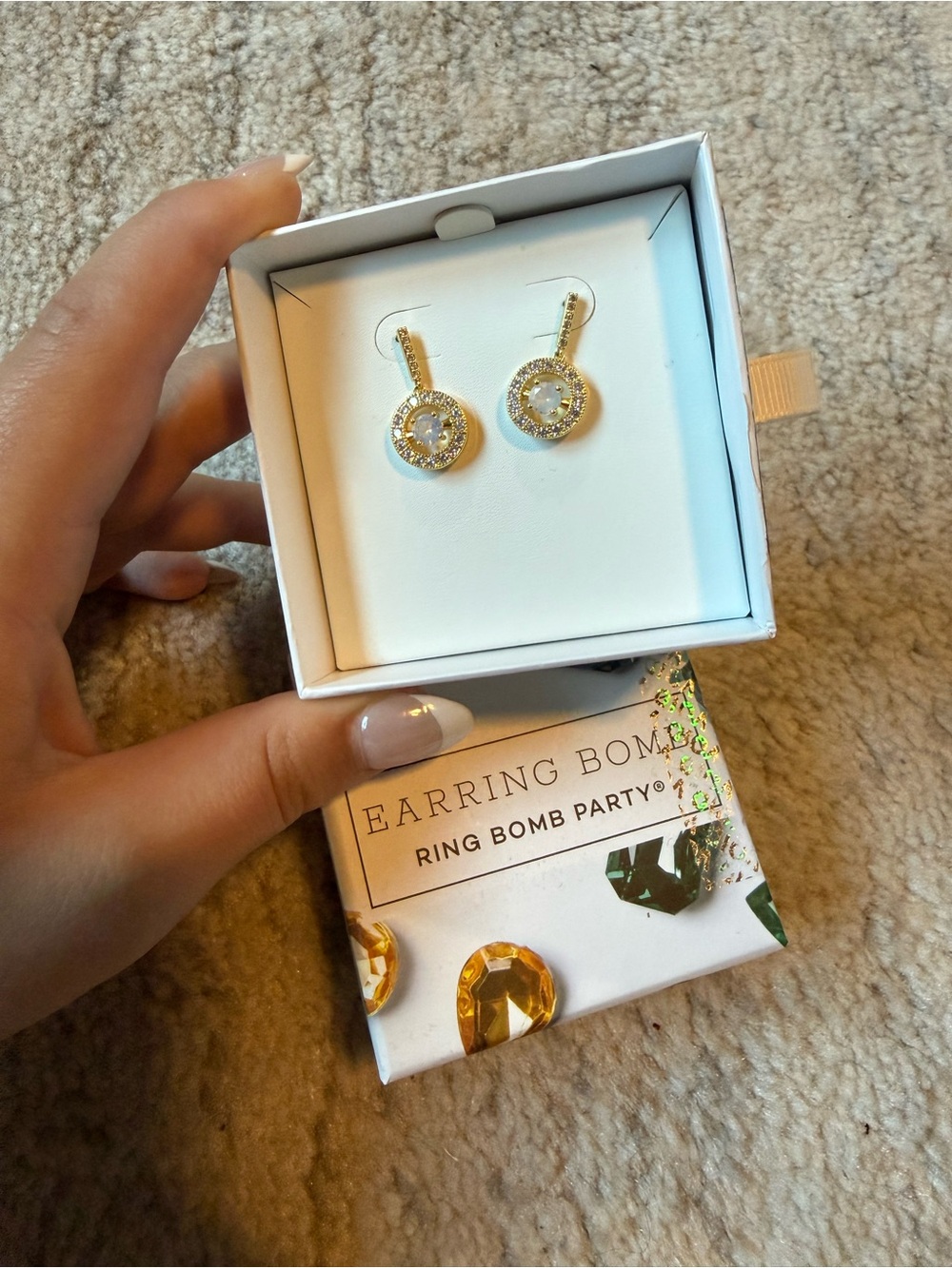 Ring Bomb Party Gold Crystal Drop Earrings